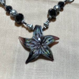 Necklace: Star Fish with Black and Silver Tones